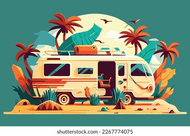 summer holiday background vector image with travel symbols