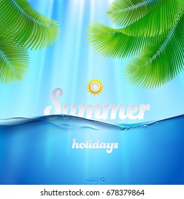 Summer holiday background. Water wave transparent surface. Vector eps 10.