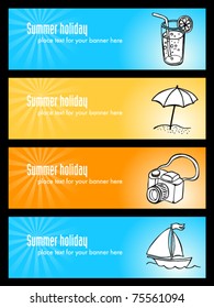 Summer holiday banners with illustrations