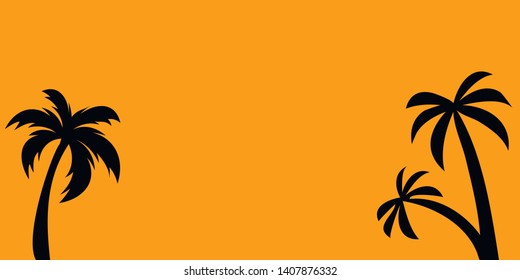 Summer holiday beach background. Tropical paradise, palm trees silhouette