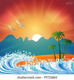 Summer holiday beach background vector