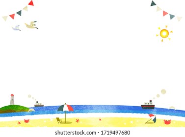 summer holiday beach background, watercolor