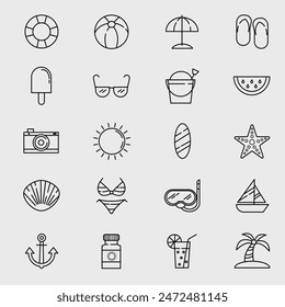 SUMMER HOLIDAY BEACH ICON SET 