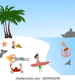 Summer holiday in the beach illustration