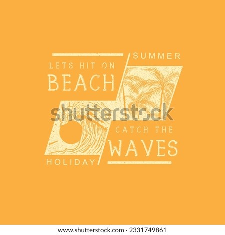Summer Holiday Beach Typography palm tree wave illustration t shirt design
