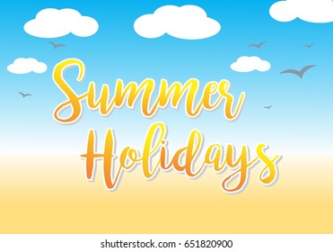 Summer holiday Calligraphy letter with Summer Ornament for Greeting Card, Web banner and Summer Background