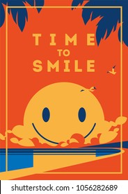 Summer Holiday and Summer Camp poster with smiley sun