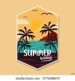 Summer holiday card, beach poster