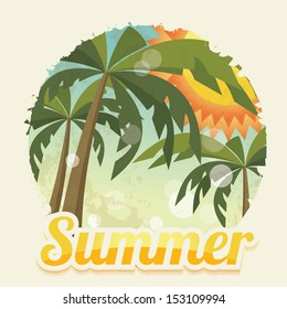 Summer holiday card on grunge background, vector