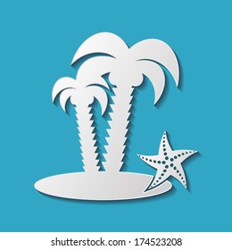 Summer holiday card with palm tree with shadow
