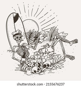 summer holiday with chill skeleton
