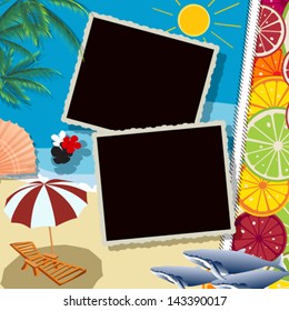 Summer holiday collage with space for photos or text