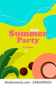 Summer holiday concept background decorative with top view of sea and element flat design style, vector illustration