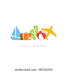 Summer holiday concept minimalist vector illustration / icon