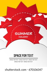 summer holiday concept, price tag on colorful paper background, vector illustration EPS10 