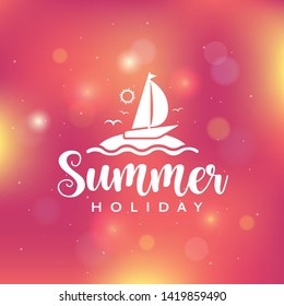 Summer holiday design on tropical background with  marine ship illustration.