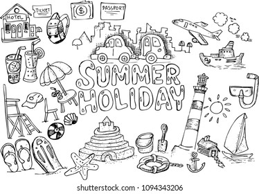 summer holiday, doodle