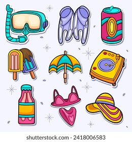 Summer holiday doodle collection set