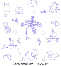 Summer holiday of doodles vector art illustration
