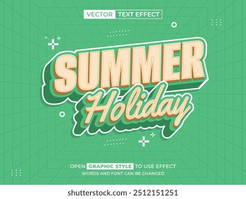 summer holiday editable text, font effect, 3d text for title