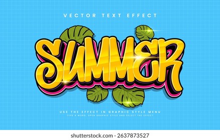 Summer holiday editable text style effect. Vector text effect, with summer season event.