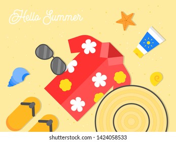 Summer holiday, Summer equipment on the beach poster