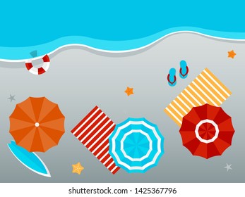 Summer holiday with equipment on the beach