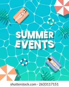 Summer holiday event banner illustration background. Swimming pool background.