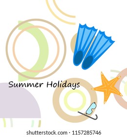 Summer holiday, fins starfish underwater mask