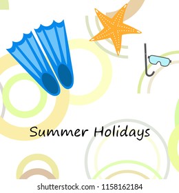Summer holiday, fins starfish underwater mask