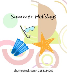 Summer holiday, fins starfish underwater mask Summer holiday, fins starfish underwater mask