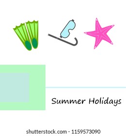 Summer holiday, fins starfish underwater mask