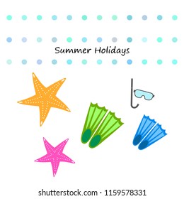 Summer holiday, fins starfish underwater mask - Shutterstock ID 1159578331