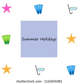 Summer holiday, fins starfish underwater mask