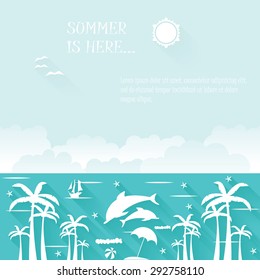 Summer holiday flat tropical vector elements 