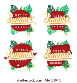 Summer holiday greeting card typography flyer template and lettering. Poster, card, label, banner design,background, Vector illustration