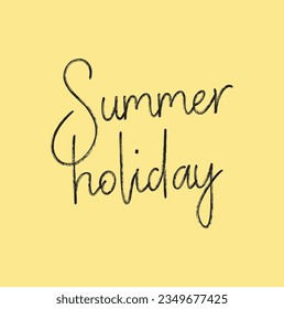 Summer holiday - hand drawn seasons lettering phrase isolated on the yellow background. Fun brush ink vector illustration for banners, greeting card, poster design
