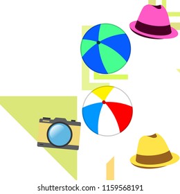summer holiday hat ball camera
