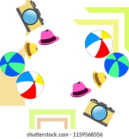 summer holiday hat ball camera