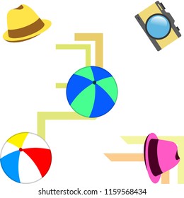 summer holiday hat ball camera