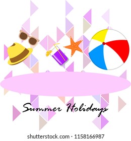 summer holiday hat flip flops seashell vector background