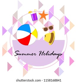 summer holiday hat flip flops seashell vector background