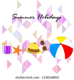 summer holiday hat flip flops seashell vector background