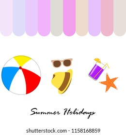 summer holiday hat flip flops seashell vector background
