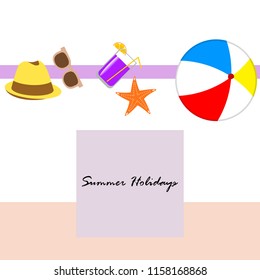 summer holiday hat flip flops seashell vector background summer holiday hat flip flops seashell vector background