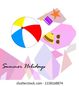 summer holiday hat flip flops seashell vector background