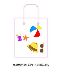 summer holiday hat flip flops seashell vector background