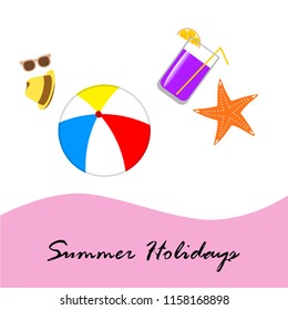 summer holiday hat flip flops seashell vector background