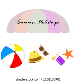 summer holiday hat flip flops seashell vector background