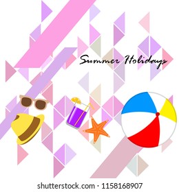summer holiday hat flip flops seashell vector background